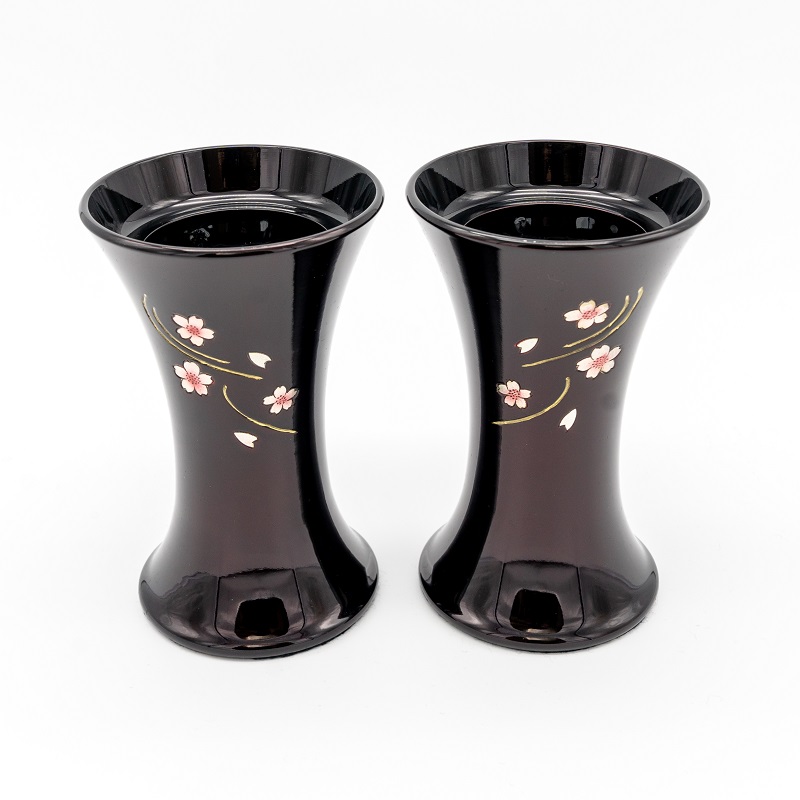 花立 キネ型 銅器 5寸 桜ワイン 一対（2本セット） 創価学会仏具